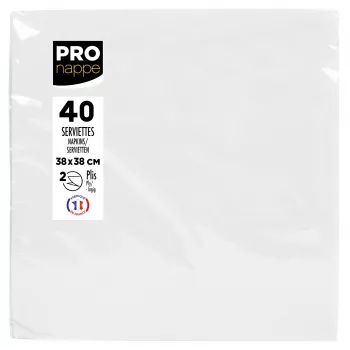 PROnappe White Paper Napkins 2-Ply 19 x 19 cm 40-Pack