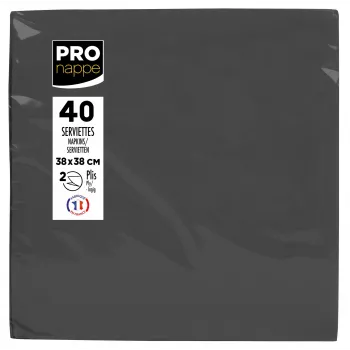 PROnappe Paper Napkins Black 2-Ply 19.0 x 19.0 cm 40 Pieces