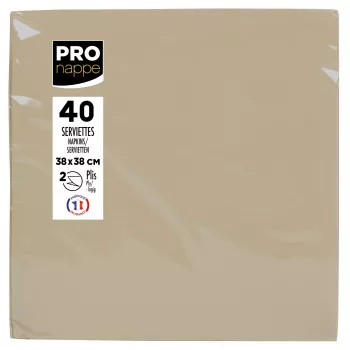 PROnappe Napkins Beige-Brown 2-Ply 19.0 x 19.0 cm 40 Pieces