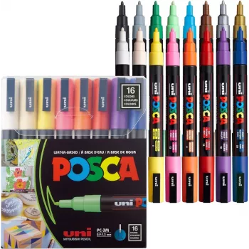 Faber-Castell UNI PC-3M Paint Marker Set - 16 Assorted Colours