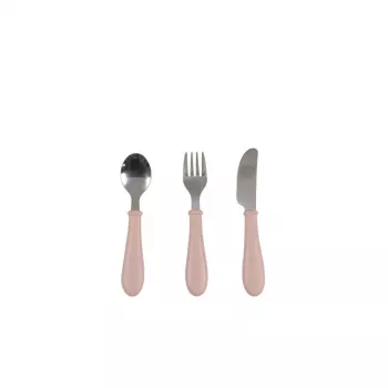 Set de tacâmuri din oțel inoxidabil Beaba 12m+ Cotton Candy
