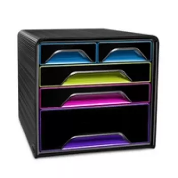 Unitate cu sertare de birou CEP Office Solution Smoove A4 cu 5 sertare alb/multicolor transparent