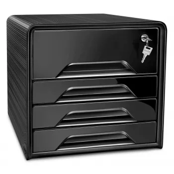 Cutie cu sertare CEP Office Solution Smoove Secure neagră DIN A4 cu 4 sertare