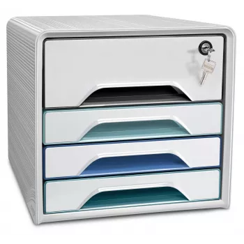 CEP Office Solution Cutie cu sertare Smoove alb cu linii colorate 5 sertare