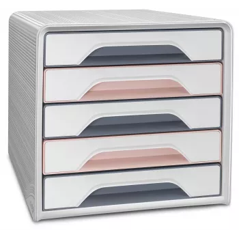 Cutie de depozitare cu 5 sertare CEP Office Solution Smoove Mineral roz pudrat polistiren