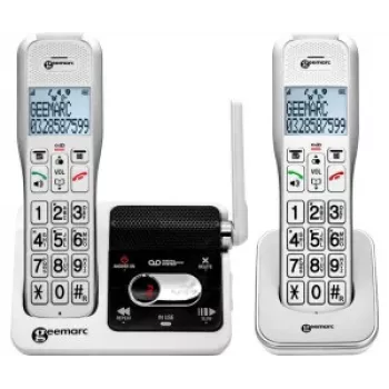 Geemarc AMPLIDECT 595-2 U.L.E Duo Cordless Phone with 2 Handsets - Base Station - Charging Cradle