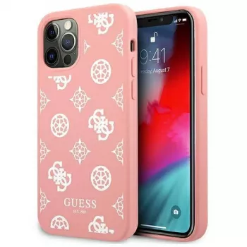 Husă rigidă roz Guess GUHCP12LLSPEWPI pentru iPhone 12 Pro Max 6,7 inch colecția Peony
