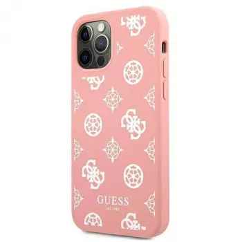 Husă rigidă roz Guess GUHCP12LLSPEWPI pentru iPhone 12 Pro Max 6,7 inch colecția Peony
