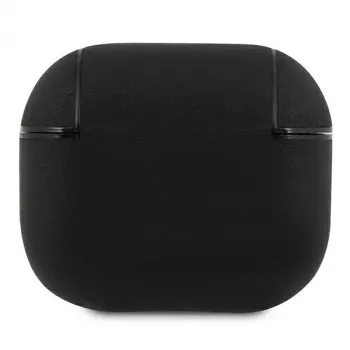 Husă BMW BMA3SSLBK pentru AirPods 3 neagră din piele naturală cu logo argintiu