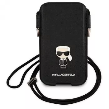Husă rigidă Karl Lagerfeld Saffiano Ikonik Karl pentru iPhone 12/12 Pro 6,1 inch - neagră