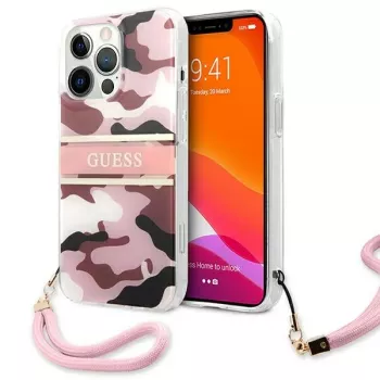 Guess Camo Strap Collection husă rigidă pentru Apple iPhone 13 Pro / iPhone 13, roz