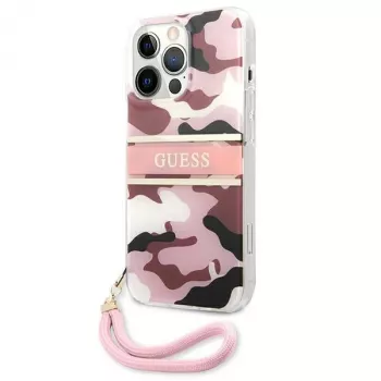 Guess Camo Strap Collection husă rigidă pentru Apple iPhone 13 Pro / iPhone 13, roz