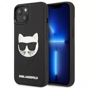 Husă rigidă Karl Lagerfeld KLHCP13SCH3DBK pentru Apple iPhone 13 Mini 5,4 inch neagră 3D cauciuc Choupette