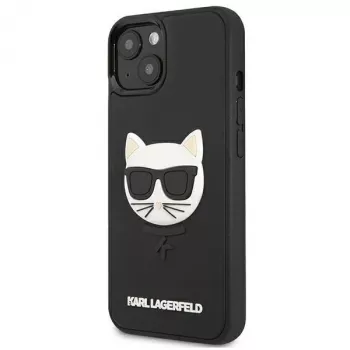 Husă rigidă Karl Lagerfeld KLHCP13SCH3DBK pentru Apple iPhone 13 Mini 5,4 inch neagră 3D cauciuc Choupette
