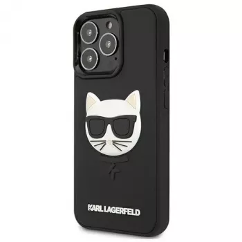 Husă rigidă Karl Lagerfeld KLHCP13LCH3DBK 3D Rubber Choupette pentru iPhone 13 Pro / 13 6,1 inch, neagră