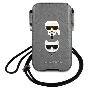 Husă rigidă Karl Lagerfeld Ikonik Saffiano pentru Apple iPhone 12 / 12 Pro 6,1 inch, gri