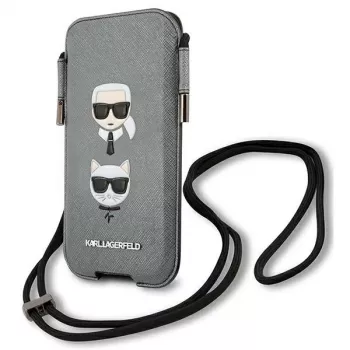 Husă rigidă Karl Lagerfeld Ikonik Saffiano pentru Apple iPhone 12 / 12 Pro 6,1 inch, gri