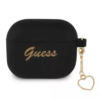 Guess GUA3LSCHSK AirPods 3 Cover Black Silicone Charm Heart Collection