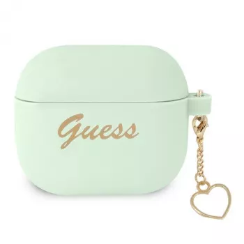 Guess GUA3LSCHSN husă pentru AirPods 3 verde din silicon Charm Heart Collection