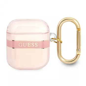 Guess GUA2HHTSP Strap Collection husă de protecție pentru Apple AirPods 1/2 - roz