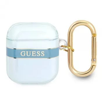 Guess GUA2HHTSB husă pentru AirPods 1/2 albastră Strap Collection