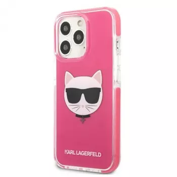 Husă rigidă Karl Lagerfeld KLHCP13LTPECPI pentru iPhone 13 Pro / 13 6,1 inch, fuchsia Choupette Head