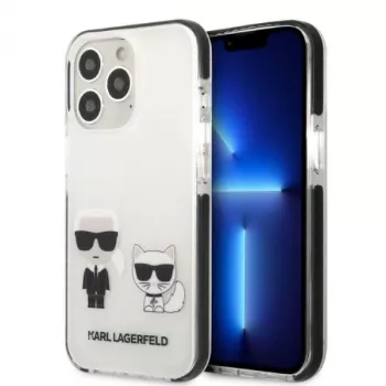 Husă rigidă Karl Lagerfeld KLHCP13XTPEKCW pentru iPhone 13 Pro Max 6,7 inch, albă Karl & Choupette