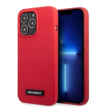Husă rigidă din silicon cu plachetă Karl Lagerfeld KLHCP13LSLMP1R pentru iPhone 13 Pro / 13 6,1 inch, roșie