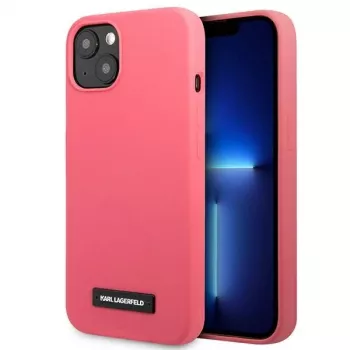 Husă din silicon cu plachetă Karl Lagerfeld KLHCP13SSLMP1PI pentru iPhone 13 Mini 5,4 inch, fuchsia