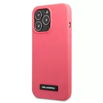 Husă rigidă din silicon cu placă Karl Lagerfeld pentru iPhone 13 Pro Max 6,7 inch, fucsia