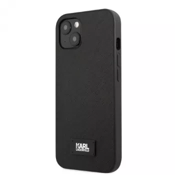 Karl Lagerfeld KLHCP13SSFMP2K carcasă rigidă Saffiano cu plachetă pentru iPhone 13 mini, negru