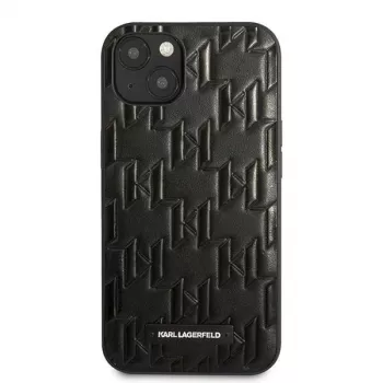 Husă rigidă Monogram Plaque Karl Lagerfeld KLHCP13SMNMP1K pentru iPhone 13 Mini 5,4 inch, neagră