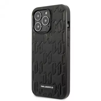 Husă rigidă Karl Lagerfeld KLHCP13LMNMP1K pentru iPhone 13 Pro / 13 6,1 inch, neagră, Monogram Plaque