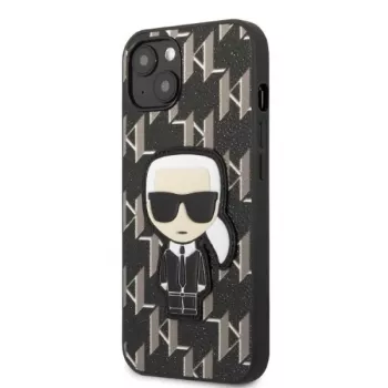 Karl Lagerfeld KLHCP13SPMNIKBK carcasă rigidă pentru iPhone 13 mini 5.4 negru monogram Ikonik Patch