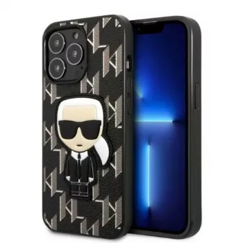 Husă rigidă Monogram Ikonik Patch Karl Lagerfeld KLHCP13LPMNIKBK pentru iPhone 13 Pro / 13 6,1 inch, neagră