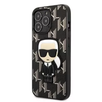 Husă rigidă Monogram Ikonik Patch Karl Lagerfeld KLHCP13LPMNIKBK pentru iPhone 13 Pro / 13 6,1 inch, neagră