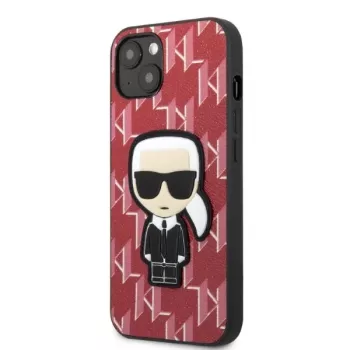 Husă rigidă Karl Lagerfeld KLHCP13SPMNIKPI pentru Apple iPhone 13 mini 5,4 inch, roșie, Monogram Ikonik Patch