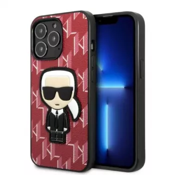 Karl Lagerfeld KLHCP13LPMNIKPI carcasă rigidă pentru iPhone 13 Pro / 13 6.1 roșu monogram Ikonik Patch