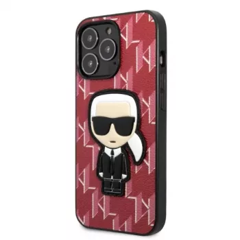 Karl Lagerfeld KLHCP13LPMNIKPI carcasă rigidă pentru iPhone 13 Pro / 13 6.1 roșu monogram Ikonik Patch