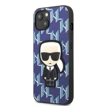 Karl Lagerfeld KLHCP13SPMNIKBL carcasă rigidă pentru iPhone 13 mini albastru monogram Ikonik Patch