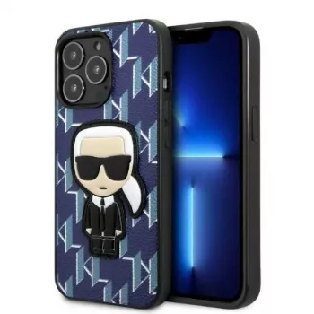 Husă rigidă Monogram Ikonik Patch Karl Lagerfeld KLHCP13XPMNIKBL pentru iPhone 13 Pro Max 6,7 inch, albastră