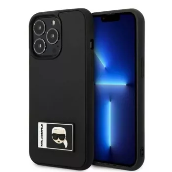 Husă rigidă Ikonik Patch Karl Lagerfeld KLHCP13L3DKPK pentru iPhone 13 Pro / 13 6,1 inch, neagră