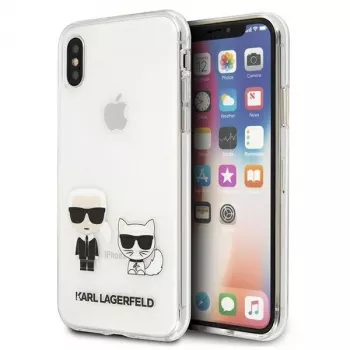 Husă rigidă Karl Lagerfeld KLHCI65CKTR pentru Apple iPhone Xs Max, transparentă, design Karl & Choupette