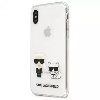 Husă rigidă Karl Lagerfeld KLHCI65CKTR pentru Apple iPhone Xs Max, transparentă, design Karl & Choupette