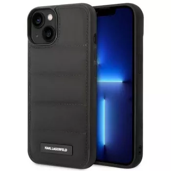 Husă rigidă Karl Lagerfeld KLHCP14SPSQAK Puffy Elongated Logo pentru Apple iPhone 13/14/15 6,1 inch, neagră