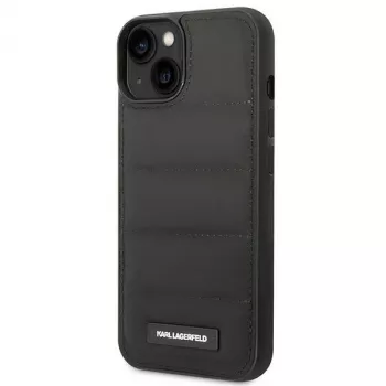 Husă rigidă Puffy Elongated Logo Karl Lagerfeld KF001090 neagră pentru iPhone 14 Plus / 15 Plus 6,7 inch