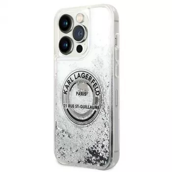 Husă rigidă Liquid Glitter RSG argintie Karl Lagerfeld pentru iPhone 14 Pro 6,1 inch