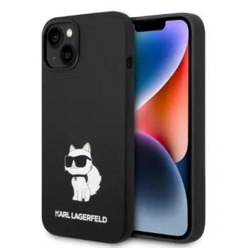 Husă rigidă din silicon Choupette MagSafe Karl Lagerfeld KLHMP14MSNCHBCK neagră pentru iPhone 14 Plus / 15 Plus 6,7 inch
