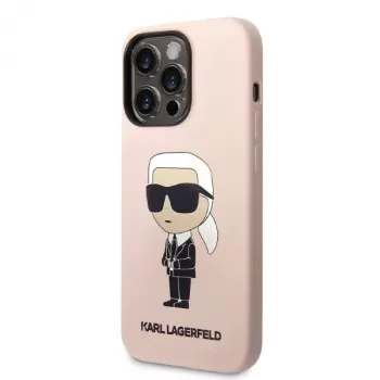 Husă rigidă Karl Lagerfeld KLHCP14XSNIKBCP Ikonik Silicone pentru iPhone 14 Pro Max 6,7 inch roz