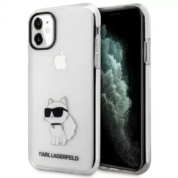 Husă rigidă Ikonik Choupette Karl Lagerfeld transparentă pentru Apple iPhone 11 / XR 6,1 inch